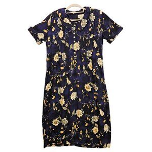 VTG Molly Malloy midi dress womens 10 petite Blue crinkle gauzy muumuu flowy tie